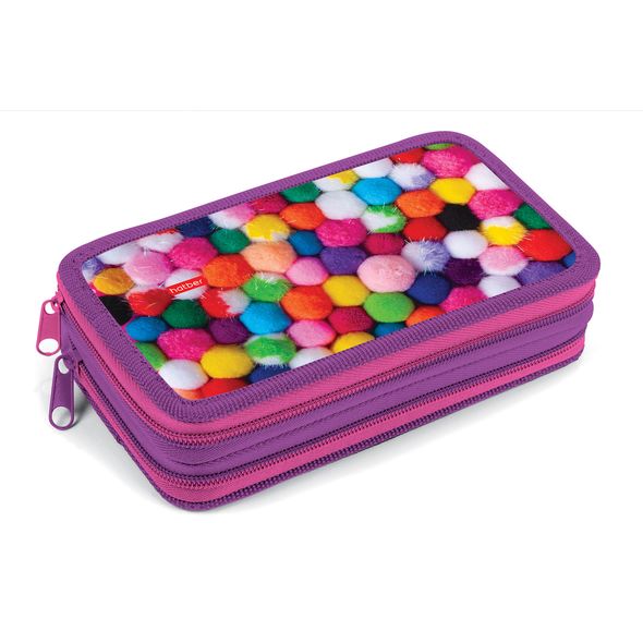 Пенал Hatber 190х110мм 2 отделения на молнии Soft-touch -Мягкие и пушистые-  в индив.упак. , 